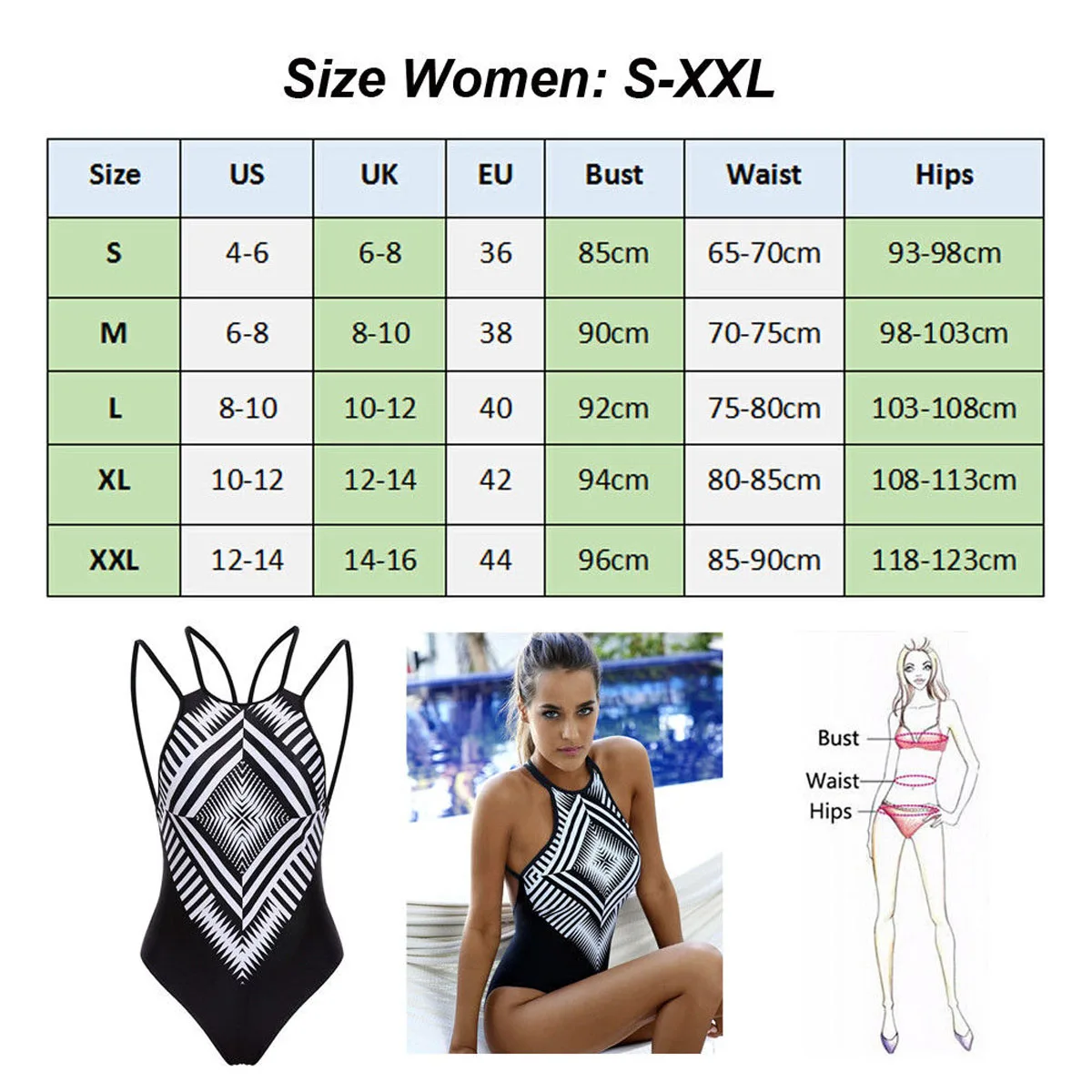 Summer Women Balck Print Swimsuit 2019 New Women Casual  One Piece Push Up Padded Bandage Black Swimsuit black bodysuit