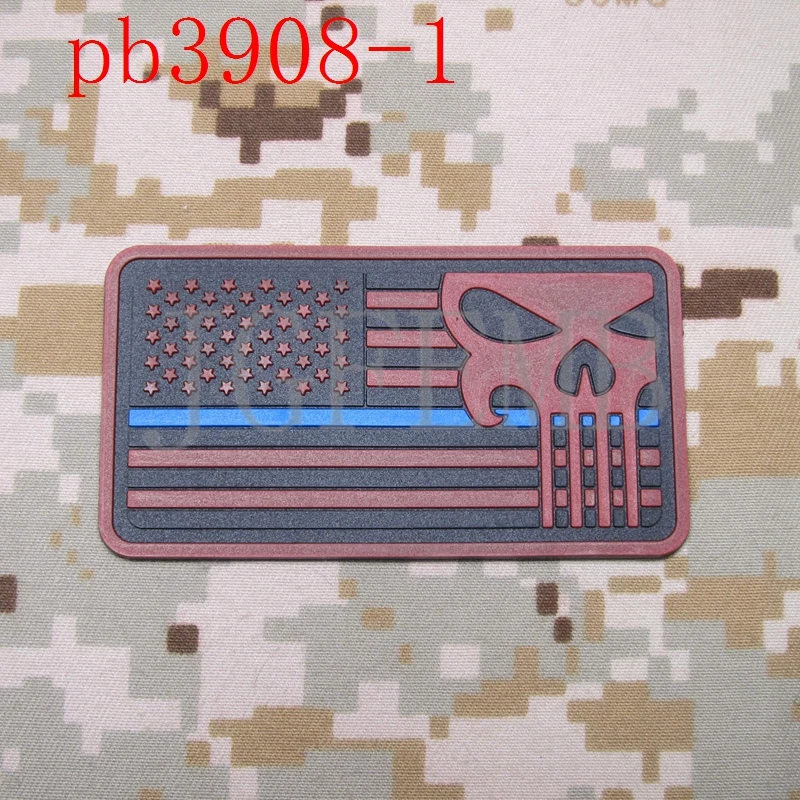 The Thin Blue Line American flag SEAL TEAM Punisher Military 3D PVC Patch 