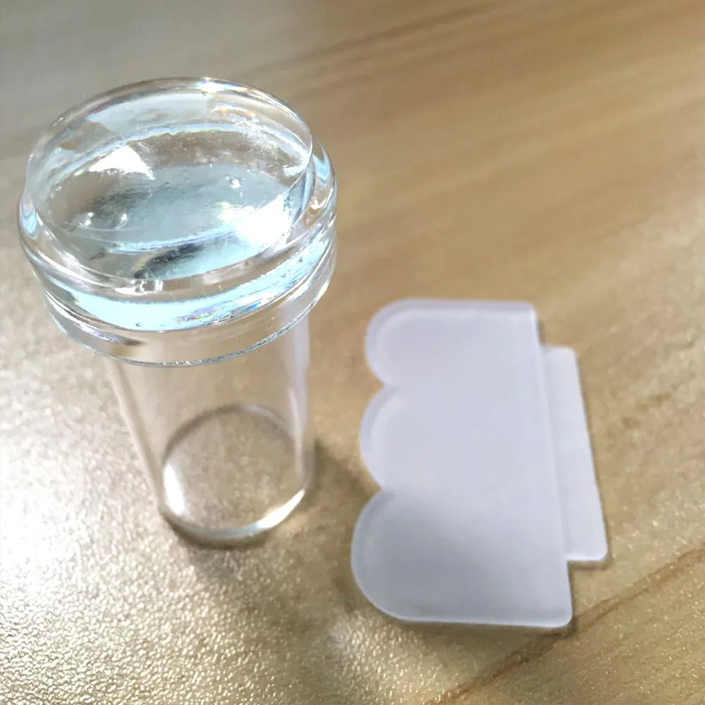 Новинка 2,3 см маленький Желейный прозрачный штамп набор скребок с крышкой силиконовая головка для лака печать ногтей штамповка ND251-Small