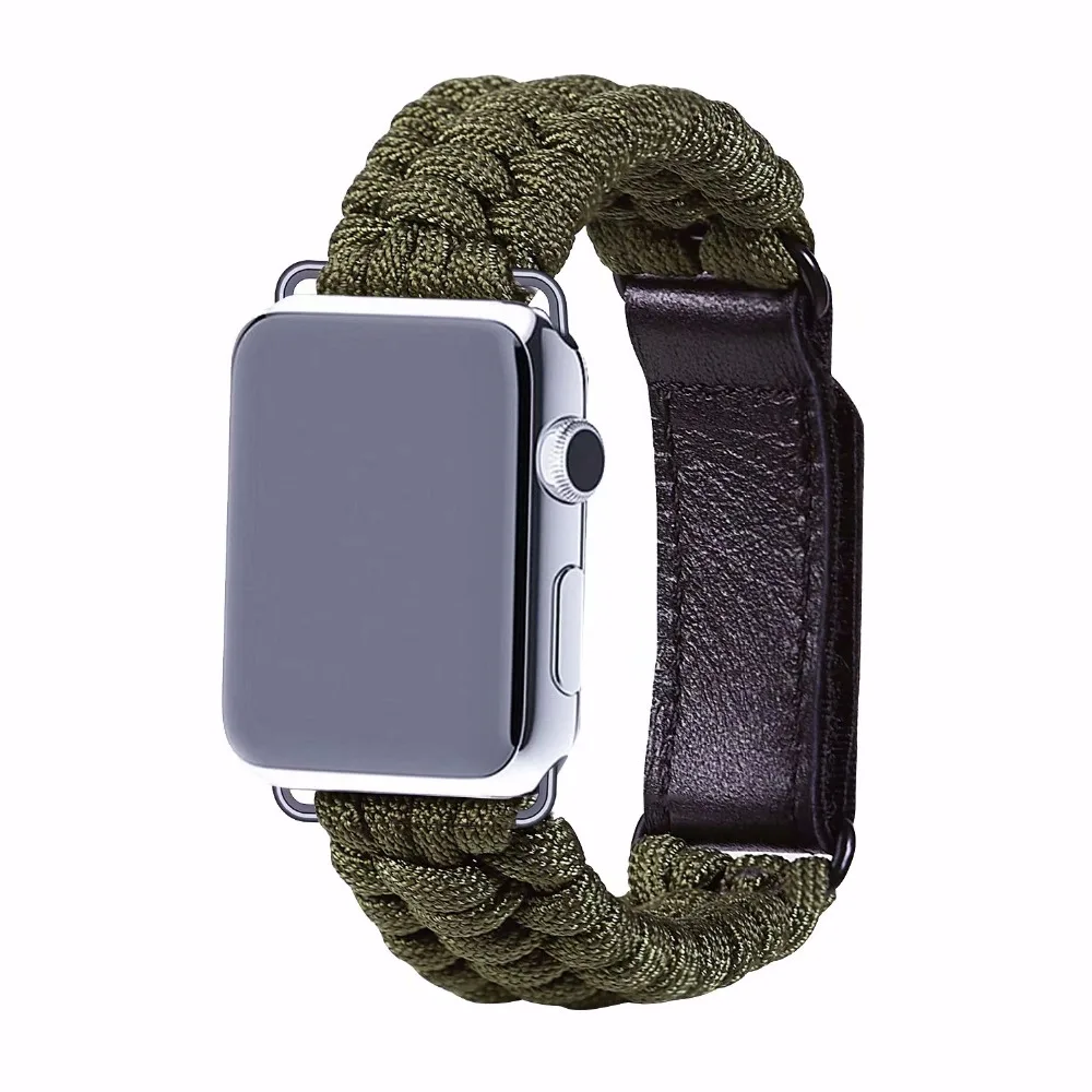 Ремешок Lifeguard нейлоновый для Apple Watch Band Series 6/5/4/3/2/SE плетеный браслет с кожаной