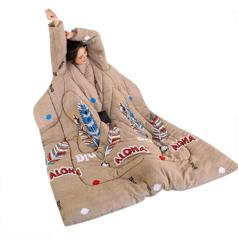 150 x 200c акриловое зимнее «ленивое» одеяло с рукавами одеяло зимнее теплое утолщенное стираное одеяло ленивое с рукавами Зима 19MAR21