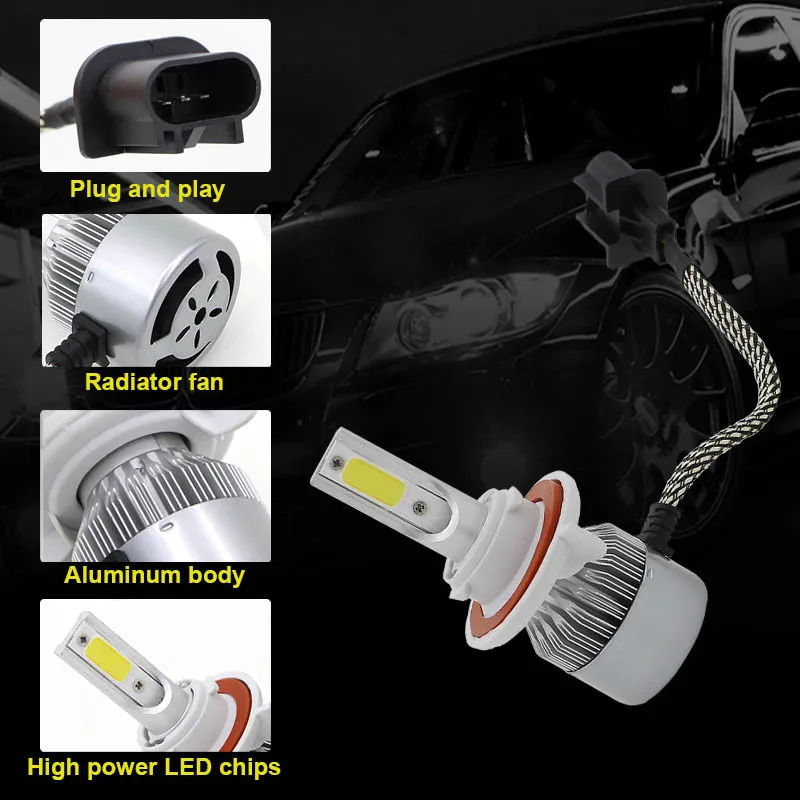 Edislight 72 Вт 7600LM H13 9008 светодиодный комплект фар фары дальнего и ближнего света для