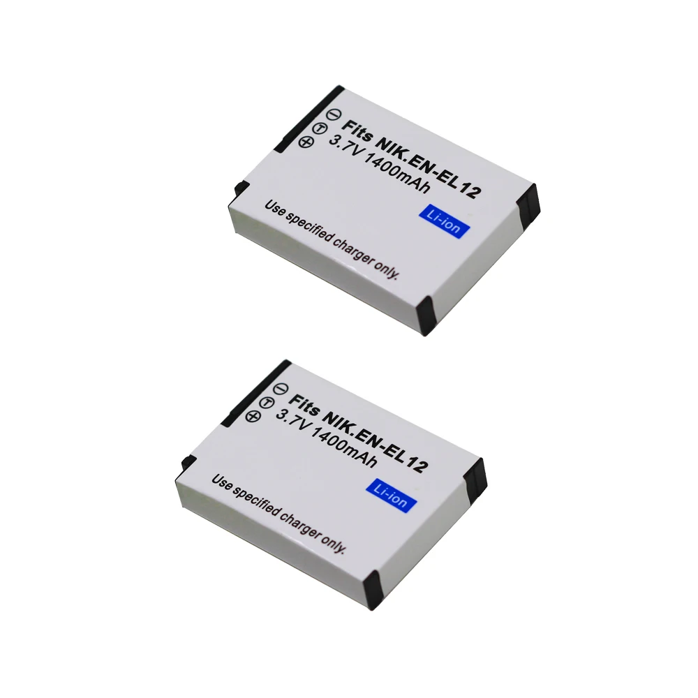 

2pcs 1400mAh EN-EL12 Battery bateria EN EL12 For Nikon COOLPIX S9100 S9200 S9050 P300 P310 P330 S6200 S6300 S9400 S9500 S8200