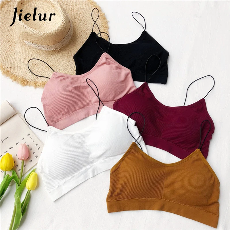 

Jielur 2019 Summer Tube Tops Solid Color Women Strap Bandeau Bra 5Colors Sexy Mujer Crop Top Casual Brassiere Underwear Dropship