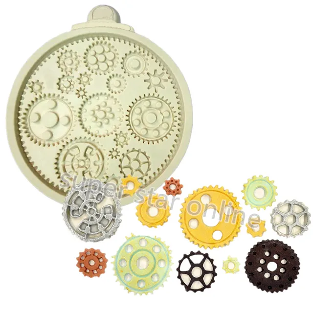 Steampunk Gears Confeitaria Silicone Mold Fondant Cake Molds Cupcake Mould