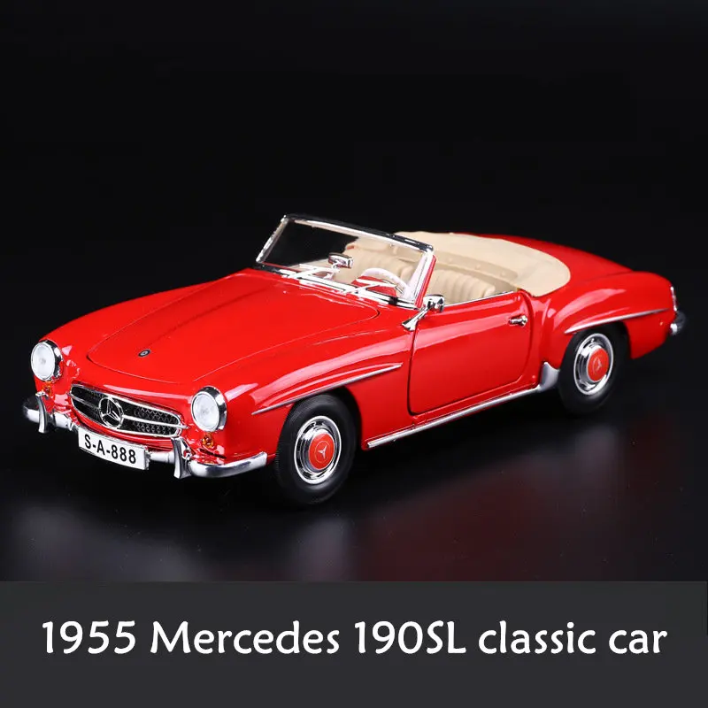 Maisto 1:18 1936 Mercedes 500K TYP сплав Ретро модель автомобиля классическая модель автомобиля украшение автомобиля коллекция подарок - Цвет: 1955Mercedes190SL
