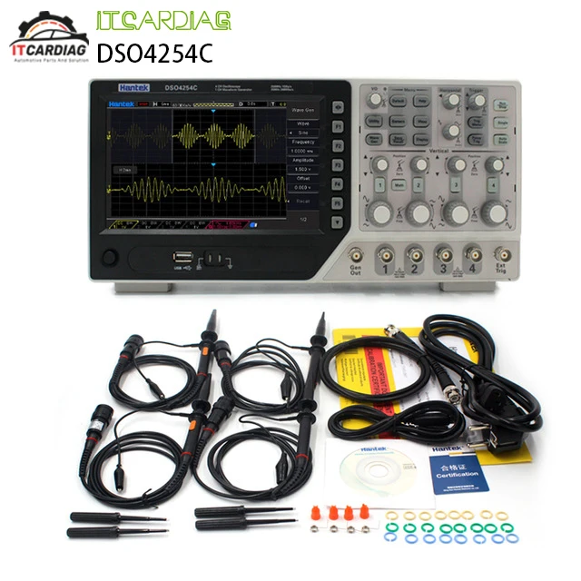 Цифровой осциллограф Hantek DSO4254C 4 канала 250 МГц ЖК ПК портативный USB + EXT DVM Функция