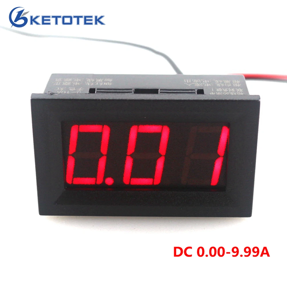 

1PCS Mini Current ampere Panel Meter Red LED display Digital Ammeter DC 0.00-9.99A power supply DC4.5-28V