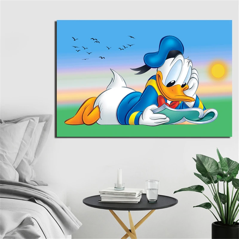 

Donald Duck Reading Book Wall Art Canvas Posters And Prints Canvas Painting Decorative Picture For Office Living Room Home Decor