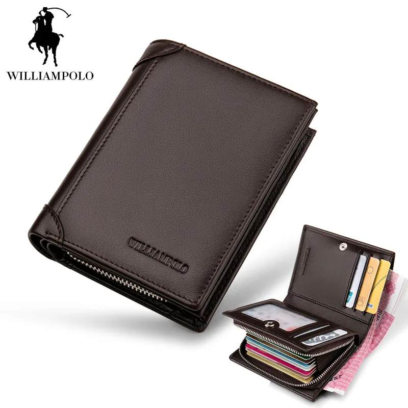

2019 NEW Genuine Leather Men Wallets Short Coin Purse Small Vintage Wallet Cowhide Leather Card Holder Pocket Purse Men Wallets