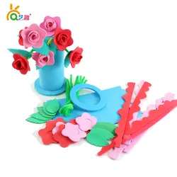 Детей DIY Ева стикер цветок игрушки/Детские Детский сад ручной художественных промыслов подарки включают 18 шт. ЕВА цветы и 3 кастрюли