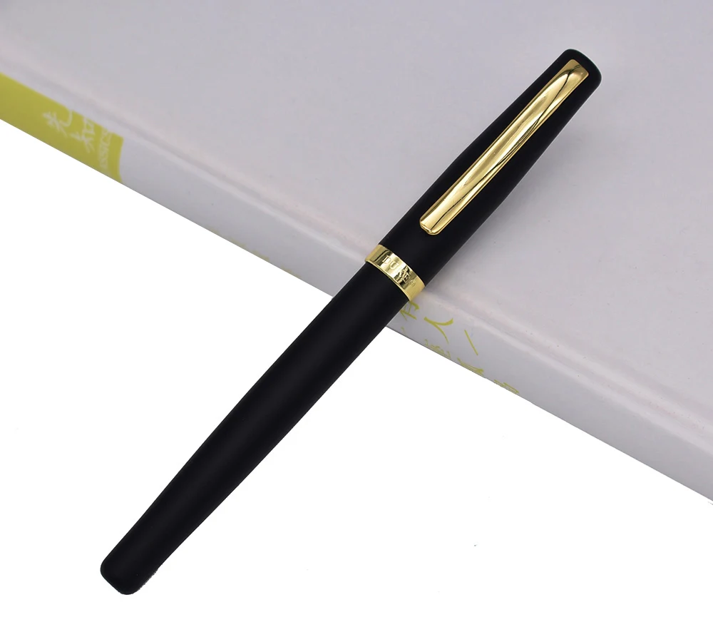 Duke Rollerball Pen Metal 209 Advanced Steel Writing Pen, Matte Black with Gold Clip for Office/Home/School