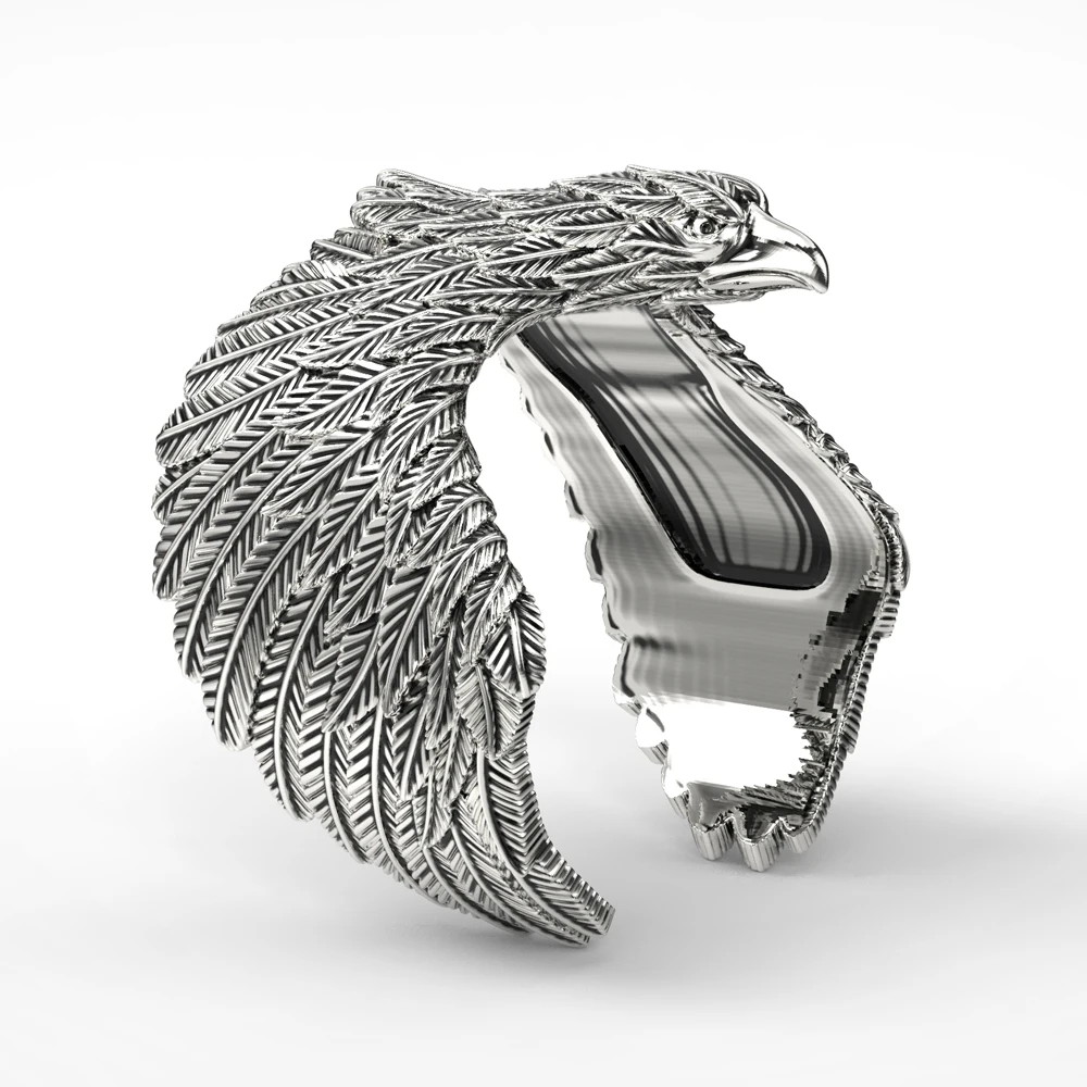 

925 Sterling Silver Adjustable Antique Eagle Wings Band Ring mens Jewelry