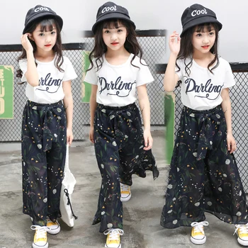 

Girls Summer Clothing set 2019 Children's Wear New Girl Printed T-shirt Floral Pants For Kids Child 2pcs Fashion Suits