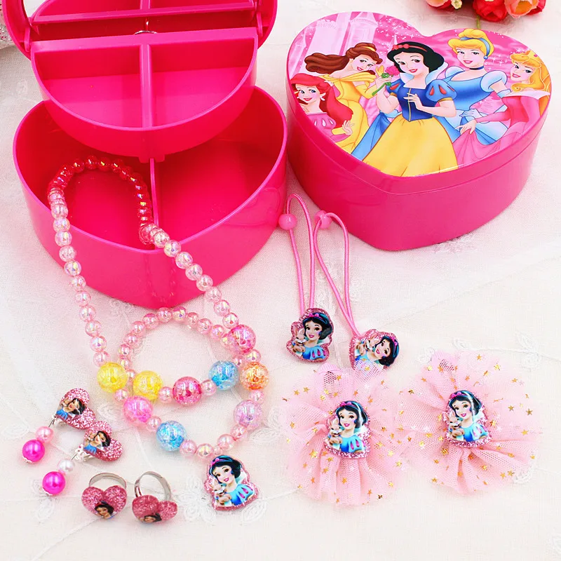 Disney girls toys kids makeup toys Minnie frozen princess necklace set ring earrings princess children's rubber band set gift Disney girls toys kids makeup toys Minnie frozen princess necklace set ring earrings princess children's rubber band set gift