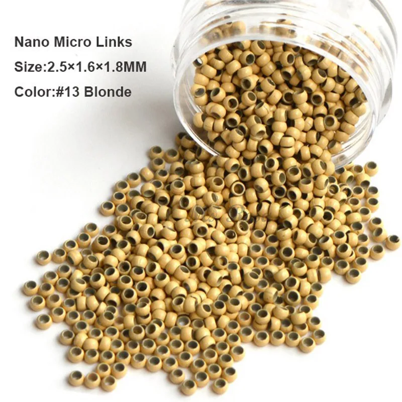 Nano Медь Micro Кольца 2.5*1.6*1.8 мм 1000 шт./бутылка#8 Темно-русый Dreadlock Бусины microlink волос