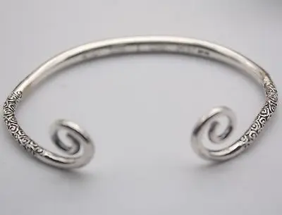 

Pure 990 Sterling Silver Bangle Golden Cudge Open Bangle Fit 57-64mm Wrist Width