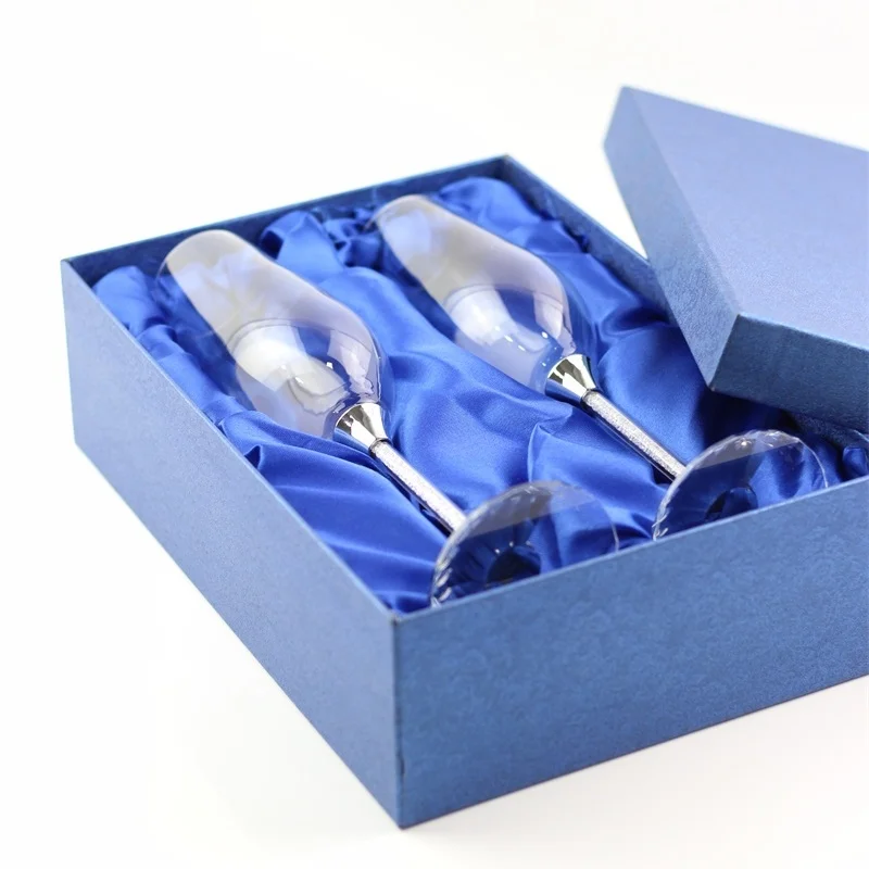 1 pair in gift box Хрустальные свадебные очки, эмаль, креативные тосты, бокалы для вина, бокалы для шампанского, лучшие подарки, вечерние, праздничные - Цвет: 1 pair in gift box