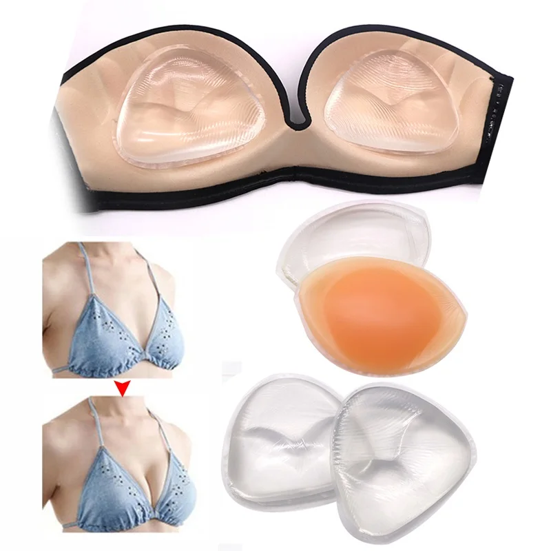 

2Pcs=1pair Thick Silicone Bra Pads Push Up Breast Enhancer Removeable Bra Pads Inserts Cups for Swimsuit Bikini Underwear Pads