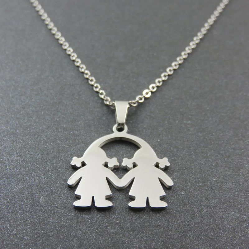 Collier Pendentif Bebe Fille Jumeaux Pendentif Happy Soeurs Bijoux En Acier Inoxydable Fashoin Pour Fille Et Garcon Aliexpress