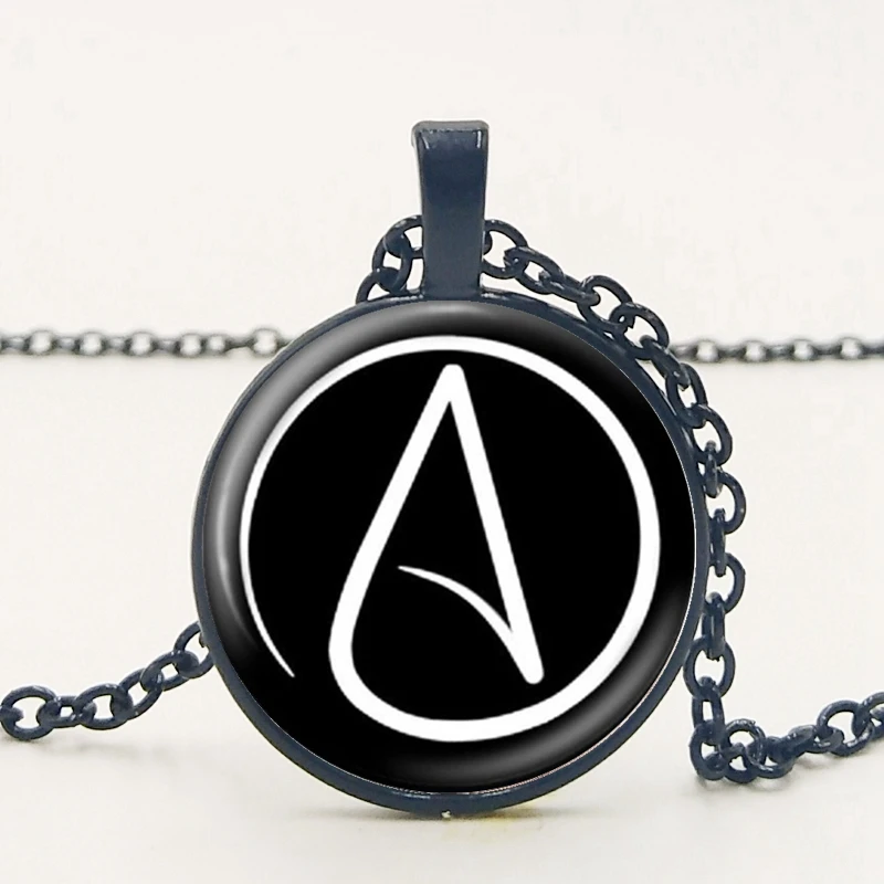 

Hot! Fashion Unique Two Style Dome Glass Necklace Pendant Atheist Atheism Symbol Necklace Sweater Chain Jewelry Gift
