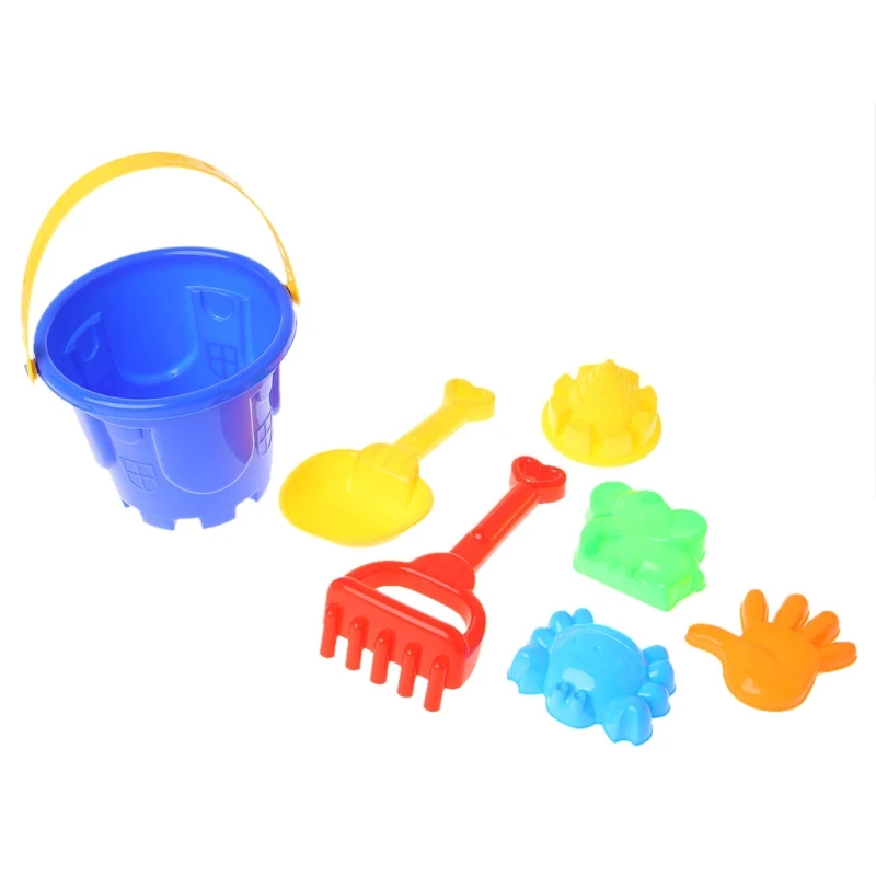 7Pcs Sand Beach Toys Bucket Spade Shovel Rake Dune Water Tools Set For