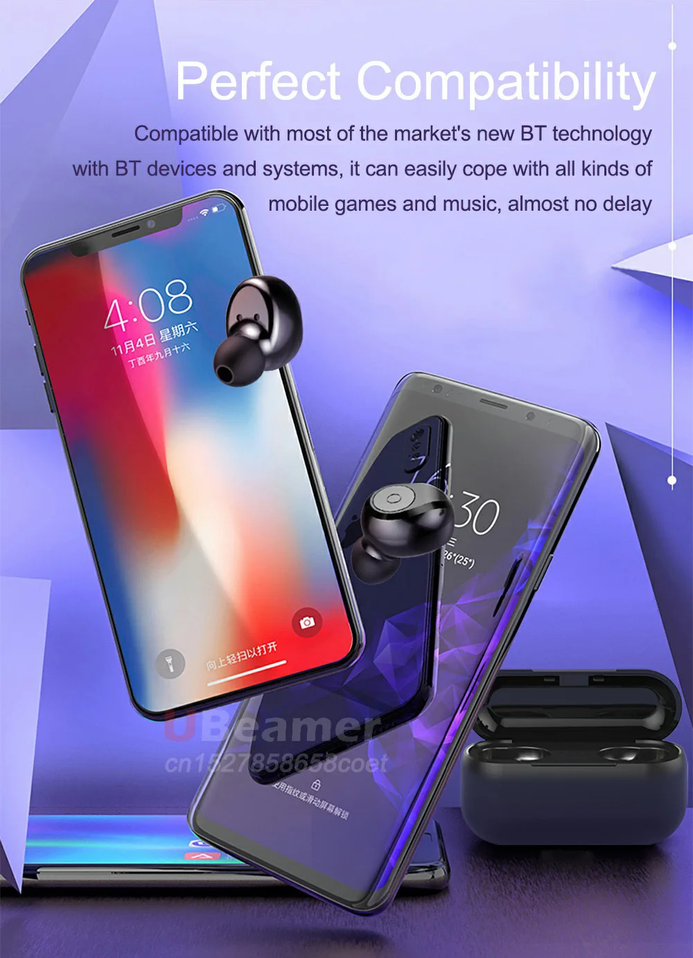 In Store Ubeamer TWS Bluetooth 5.0 Earphone Long Standby. Wireless Headset 1500mAH Battery Case for music/call HIFI earphone