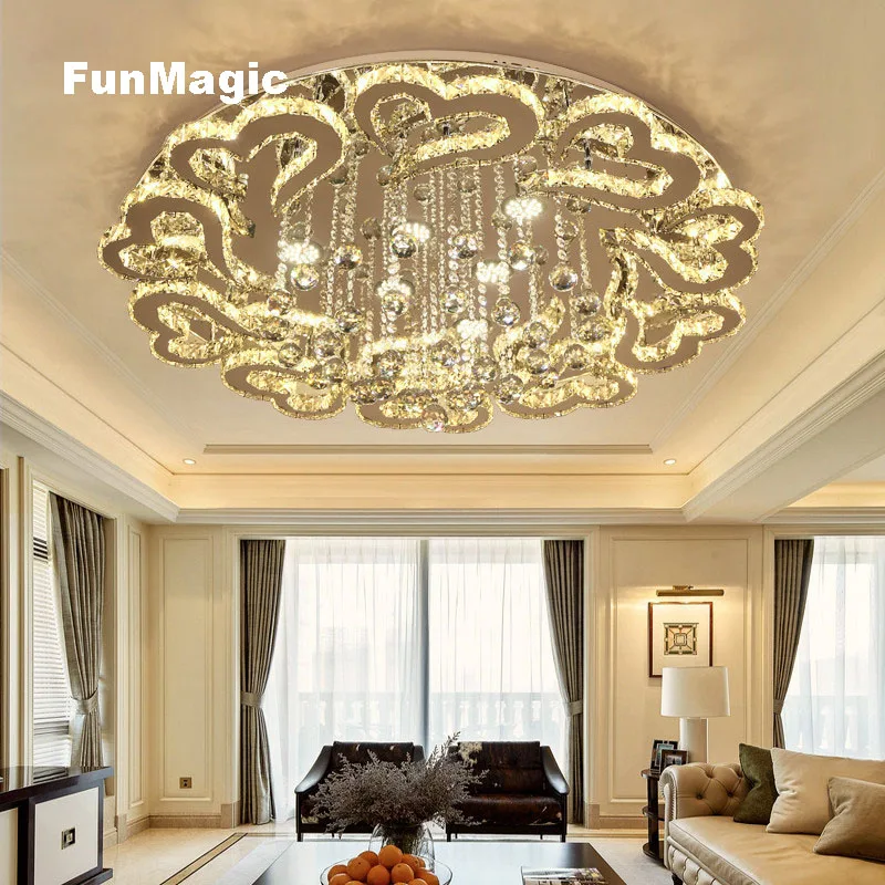 Us 188 88 35 Off Modern Romantic Led Crystal Ceiling Light Heart Shaped Living Room Lighting Bedroom Fixture Dining Room Hotel Dimming Led Lamp In