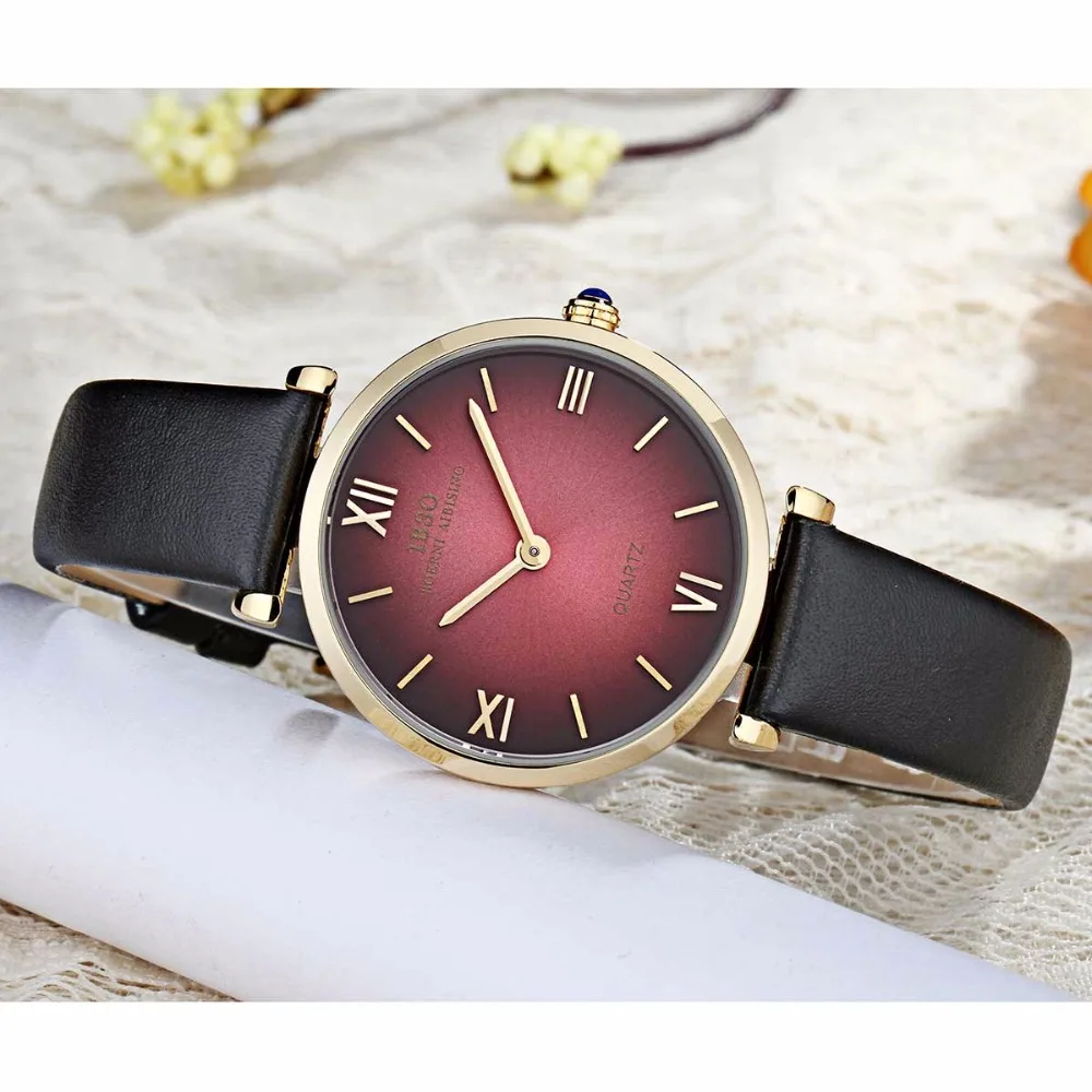 IBSO/BOERNI AIBISINO ультра тонкие часы женские модные кварцевые часы водонепроницаемые с кожаным ремешком женские часы B2210L