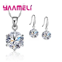 925 пробы серебро кристалл красочные красивые роскошные романтический стиль ожерелье серьги набор Рождественский подарок сюрприз