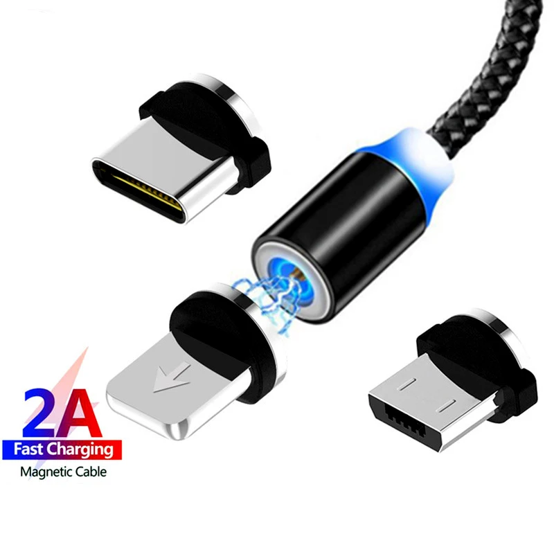 

Round Magnetic Micro Cable USB LED Indicator magnetic 2.4A Fast Charging for iPhone X Android/Type-c Microusb Phone Charge Wire