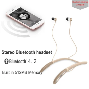 

Twinbuys Dual bluebooth 4.2+2.1 Sport earphones built in 512M Pedometer waterproof Neckband headphones MP3 headsets for iphone