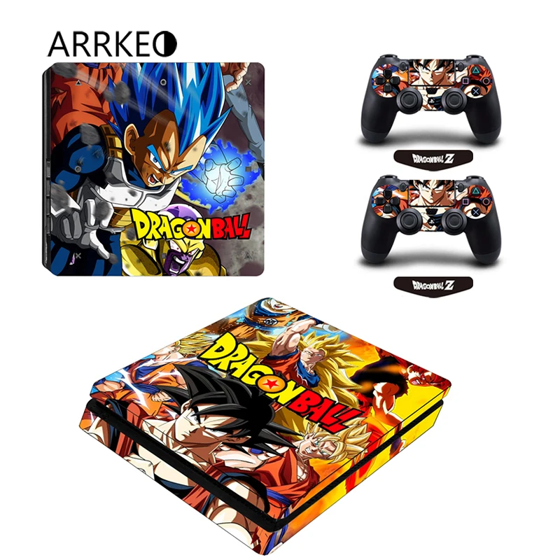 ARRKEO Dragon Ball Son Goku &amp Vegeta Защитная Наклейка для PlayStation 4 PS4 Slim консоль и 2 контроллера |