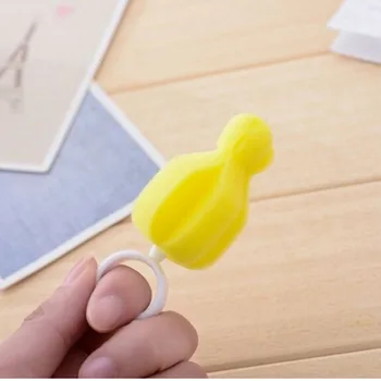 

2Pcs 360 Degree Rotating Sponge yellow Baby Nipple Brush Babies Teat Cleaning Feeding Bottle Brushes Infant Pacifier Cleaner