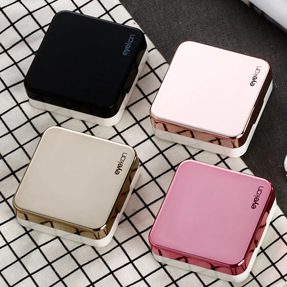 

2019 Colored Contact Lens Case With Mirror Women Colored Contact Lenses Box Eyes Contact Lens Container Lovely Travel Kit Box
