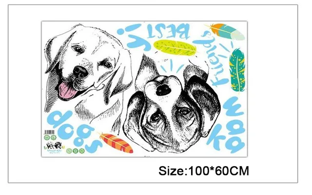 Sketsa Maruoxuan Baru Lucu Pasangan Anjing Stiker Stiker Pvc Tahan