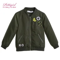 Pettigirl 2017 Autumn Jacket Girls Dark Green Overcoat Long Sleeve Fashion Girl Outwear Short Autumn Clothes G-DMOC906-810