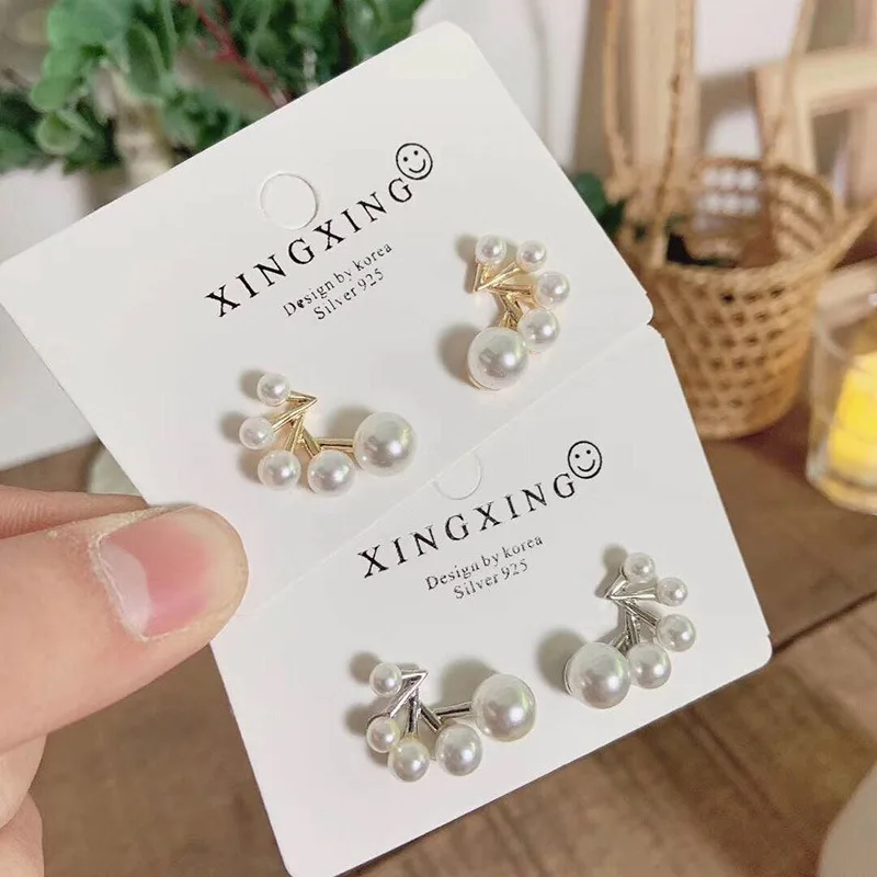 

2019 New Arrival Geometric Simulated-pearl Women Trendy Stud Earrings Simple Pearl Earrings New Fashion Jewelry