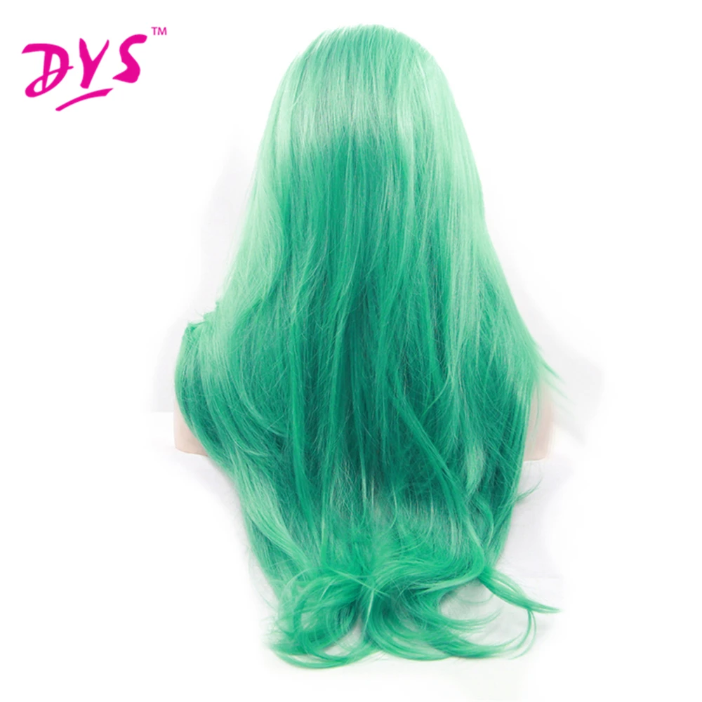 Deyngs Long Wave Black To Dark Green Ombre Synthetic Lace Front Wig Heat Resistant Pelucas Sinteticas Synthetic Wigs for Women (1)