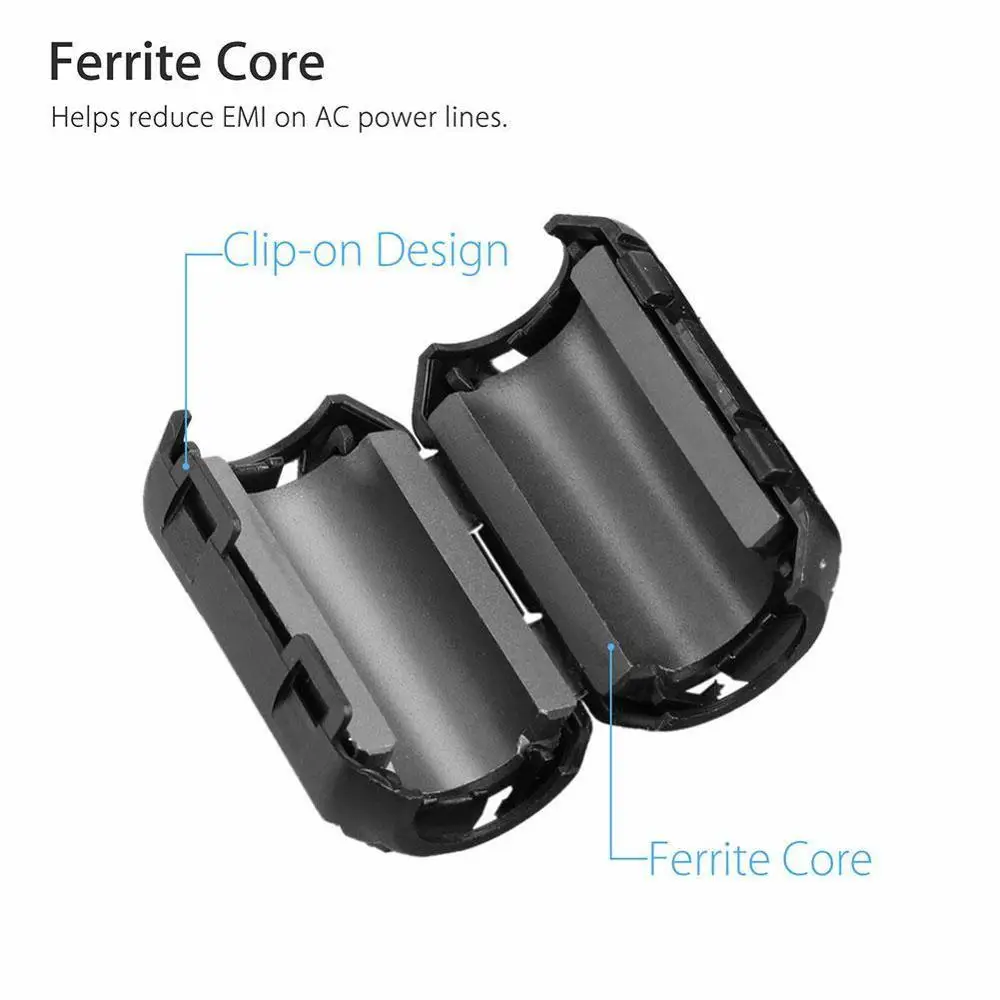 2pcs 3mm 5mm 7mm 9mm 13mm Clip-On Ferrite Ring Core Noise Suppressor For EMI RFI Clip Cable Active Components Filters