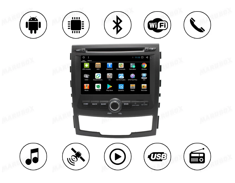 Cheap MARUBOX Car Multimedia Player For SSANGYONG KORANDO 2011-2013 2DIN Octa Core 7" Android 8.1 Stereo Radio GPS Navigation 7A603DT8 1