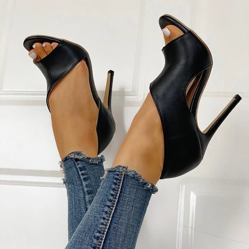 

Summer Peep Toe Women Sandals Cut Out Thin Heels Sandals Women Stiletto Heels Party Shoes Woman