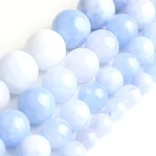 Натуральный синий ангелайт камень Пластиковые Круглые бусины для самостоятельного изготовления ювелирных изделий браслет Цепочки и ожерелья 15 дюймов 6/8/10/12 мм