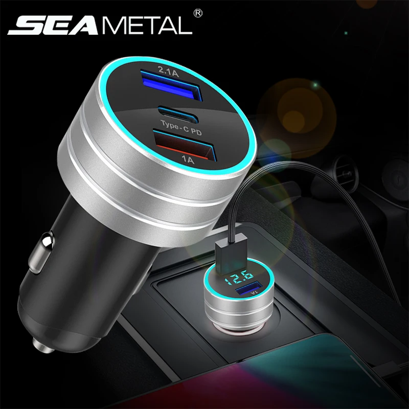 

Auto Usb Charger 12V USB Car Cigarette Lighter Socket Adapter QC 3.0 Quick Charge Type-c Charge Auto Phone Charging Accessories