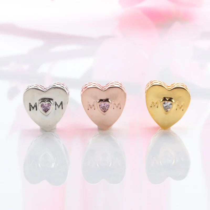 

2019 Sale 925 Sterling Silver Heart-shaped Mother's Love Beads Fits Charm Bracelet DIY Women Jewelry Party Lover Gift