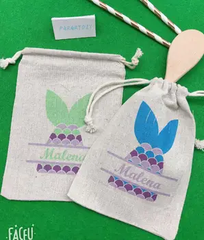 

personalize girls mermaid under the sea birthday party favor gifts bags baby shower party gift bag candy pouches
