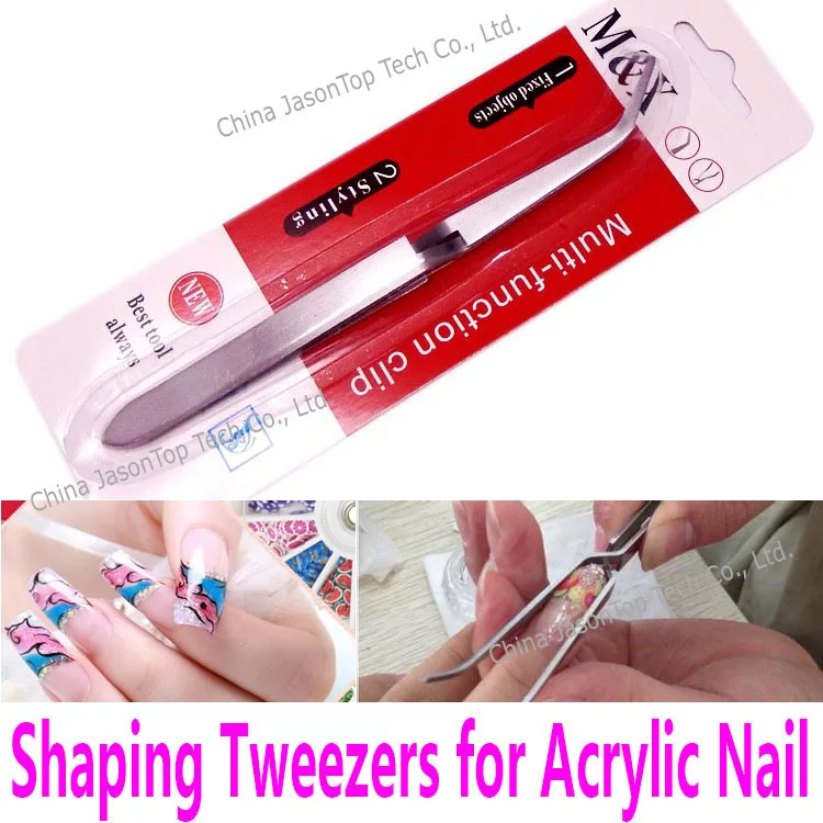 

UV Gel Shaping Tweezers Stainless Steel Cross Action Tweezers Multi-Function Nail Clip Manicure Tools Tweezers for Acrylic Nail
