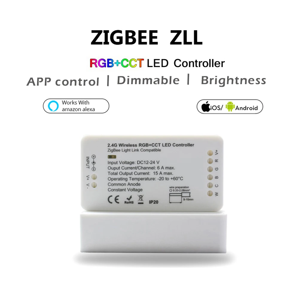 Zigbee LED Controller RGB CCT WW CW LED Dimmer DC 12V 24V LED Strip Controller ZLL APP Controlled LED RGBW Smart Home RGB