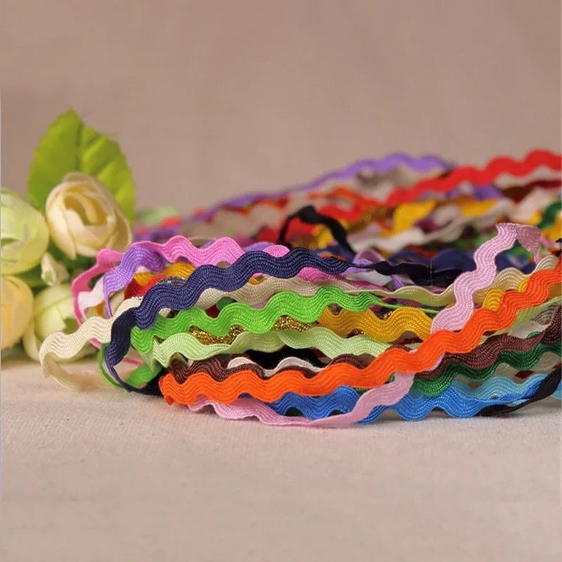 

Hot!5mm 25 meter/lots S shape curve Wavy Lace Ribbon Tape DIY Handmade Patchwork Craft Decoration 15 color free shipping