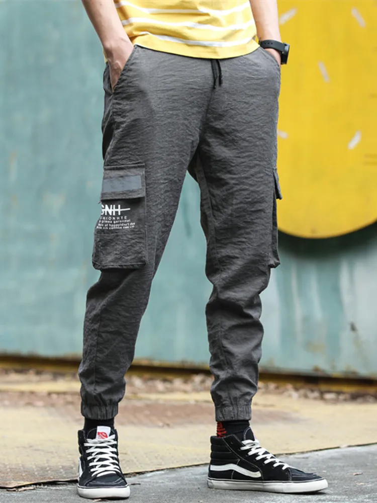 

EL BARCO Summer Cotton Men Harem Pants Black Grey Hip Hop Male Pencil Cargo Pants Joggers Khaki Streetwear Casual Track Trousers